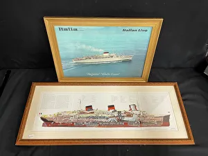 Two ocean liners, framed prints