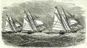 Henrietta Prints: Ocean race between the Henrietta, Fleetwing and Vesta