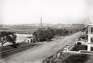 Calcutta Prints: Ochterlony Monument, Maidan, Kolkata India, c. 1860 s