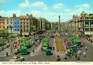 O'Connell St and Bridge showing Nelsons Pillar, Dublin