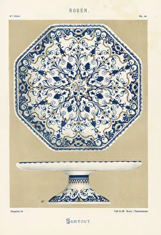 Faience Gallery: Octagonal surtout or centerpiece dish from Rouen