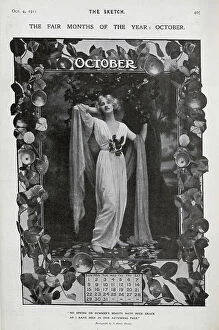Calendar Collection: October calendar page, woman in classical costume