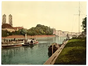 Oder Prints: Oder River, with Cathedral Island, Breslau, Silesia, Germany