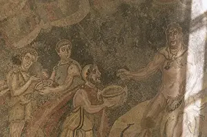 Giving Prints: Odysseus offering wine to Polyphemus. Mosaic. 3rd-4rd centur