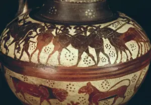 Castro Prints: Oenochoe with representation of an army. 630 A. C