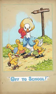 Freda Prints: Off to School - Goose and young
