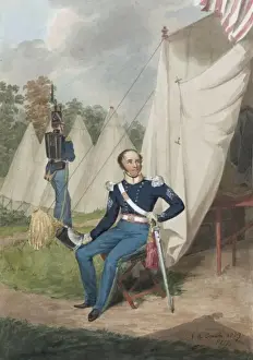 Marches Prints: Officer from the First Troop, Philadelphia, seated by a tent