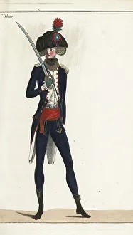 1790 Prints: Officer of the French Chasseurs, 1790