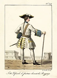 Bicorne Prints: Officer of the French infantry during the Regency of Philippe II