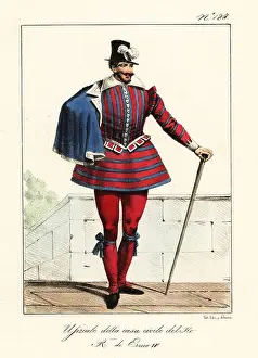 Plumed Hat Prints: Officer of the King's Household, reign of King Henry IV of Franc