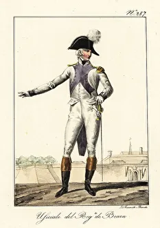Lilac Prints: Officer in uniform of the Bearn Regiment, late 18th century