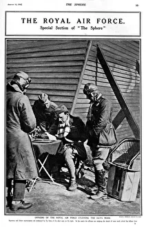 Airmen Gallery: Officers of the Royal Air Force studying the days work