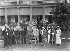 Officials outside Government House, Mahe, Seychelles