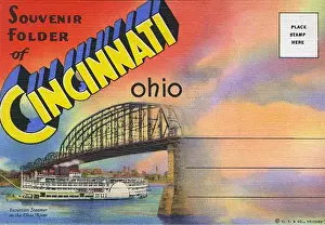 Cincinnati Prints: Ohio River with excursion steamer, Cincinnati, Ohio, USA