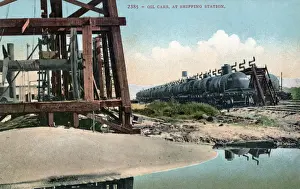 Fuel Prints: Oil cars at shipping station, Bakersfield, Kern County, USA