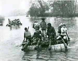 Raft Prints: Oil drum raft racing, Longridge Centre