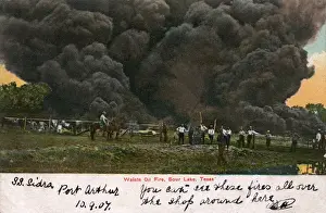Billowing Prints: Oil fire at Sour Lake, Beaumont, Texas, USA