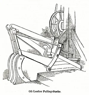 Stocks Collection: Oil leather fulling stocks at leather factory, south London