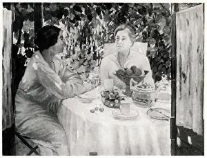 Societys Prints: An oil painting showing two women discussing private matters
