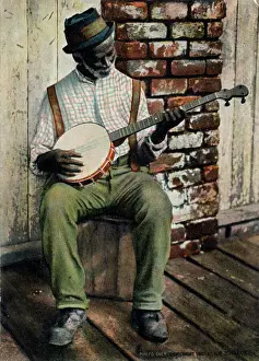 Banjo Prints: Old Black Man playing the Banjo
