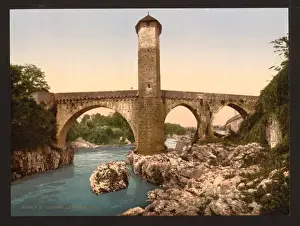 Old bridge, Orthes (i. e. Orthez), Pyrenees, France