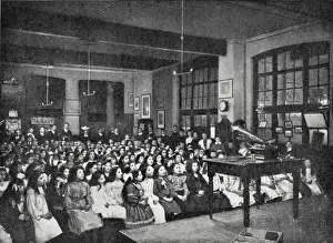Gramophone Prints: Old Castle Street School, London - Children Listen to Gramop
