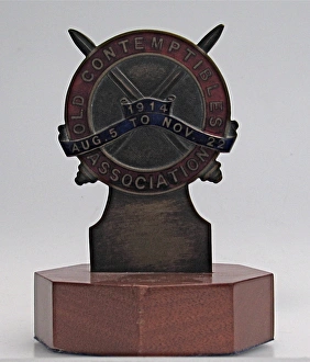Images Dated 2nd September 2009: Old Contemptibles car badge on wooden base, WW1