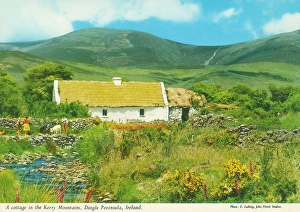 Calves Prints: Old Cottage in the Kerry Mountains, Dingle Peninsula, Ireland. Date: circa late 1960s