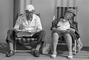 Images Dated 13th June 2019: Old couple in deck chairs, Great Yarmouth, England