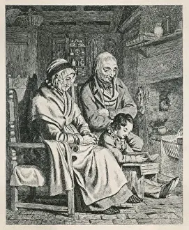 Grand Parents Prints: Old Couple / Youth Reading