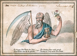 Scythe Collection: Old Father Time on a German New Year card