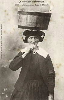 Old French Water Carrier smoking a pipe