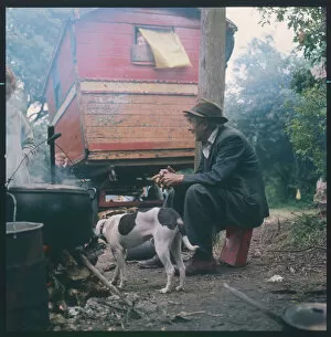 Wagon Gallery: Old Gypsy Man & Pet Dog