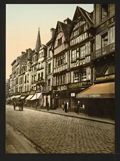 Caen Prints: Old houses in rue St. Pierre, Caen, France