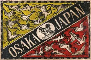 Matches Prints: Old Japanese Matchbox label with Whooping Cranes