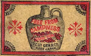Fashioned Prints: Old Japanese Matchbox label with a wine jar