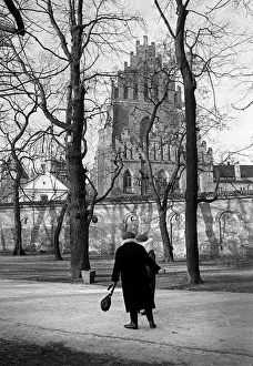 Handbag Prints: Old ladies in Krakow park in winter, Poland