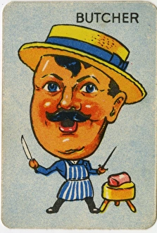 Images Dated 18th February 2016: Old Maid card - Butcher