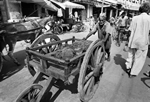 Images Dated 26th March 2019: Old man with cart, Kashmir