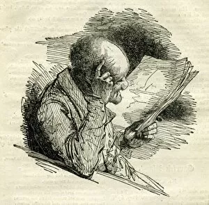 1820s Gallery: Old man reading the newspaper