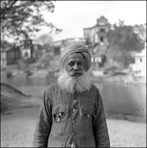 Old man at Varanasi, River Ganges, India