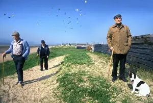 Pigeons Prints: Old men and pigeons, Askam, Cumbria