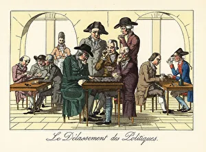Diversion Prints: Old men playing checkers in Cafe de la Regence, 1800s