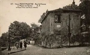 Montmartre Prints: Old Montmartre, Paris - Rue St. Vincent and Berliozs House