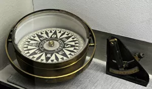Images Dated 18th March 2012: Old navigational instruments. Compass and sextant. 19th-20th