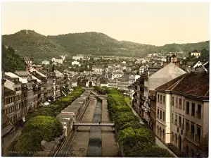 Old and new roads, Carlsbad, Bohemia, Austro-Hungary