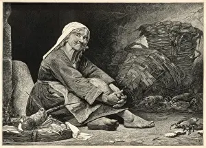 Breton Prints: An old peasant woman at Breton Market