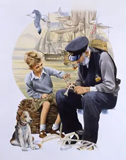 Knot Prints: Old Salt teaches knot tying to a young boy