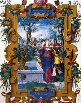 Old Testament. Susanna in the garden spied by The Elders. Mi Old Testament. Susanna in the garden spied by The Elders. Mi