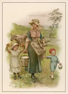 Milk Maid Prints: Old-Time Milking-Maid
